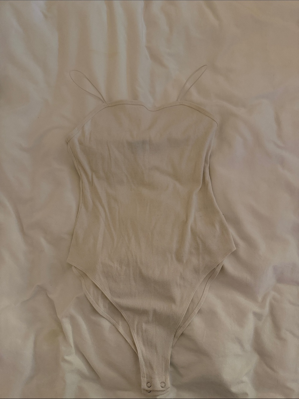 Target Women's Beige Ribbed Bodysuit with Thin Straps